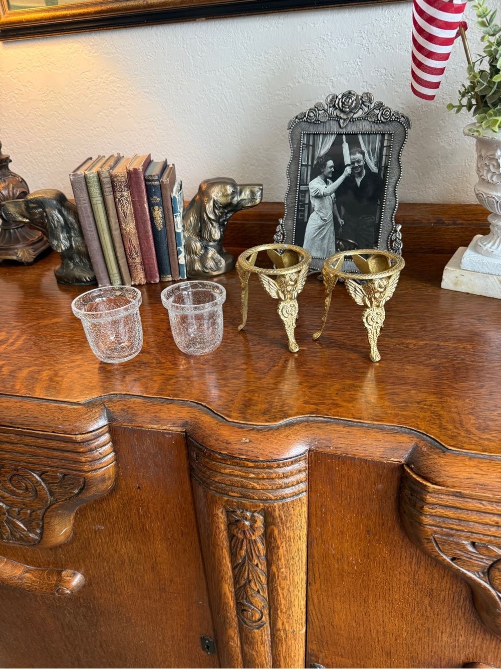Vintage Brass and Glass Angel Votive Holders - Set of 2 - Picture 10 of 14